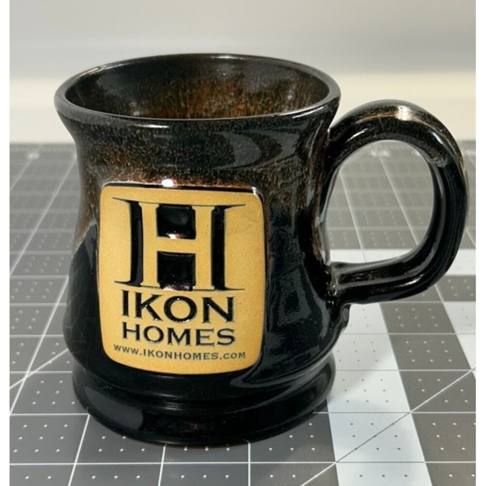 Deneen Pottery Hand Thrown Drip Glaze Mug 2014 Cool Brown IKON HOMES Logo